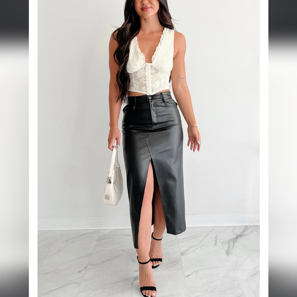 Black Faux Leather Skirt